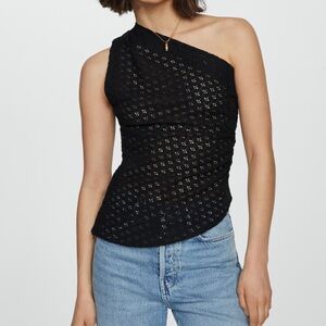 Mango Black One-Shoulder top